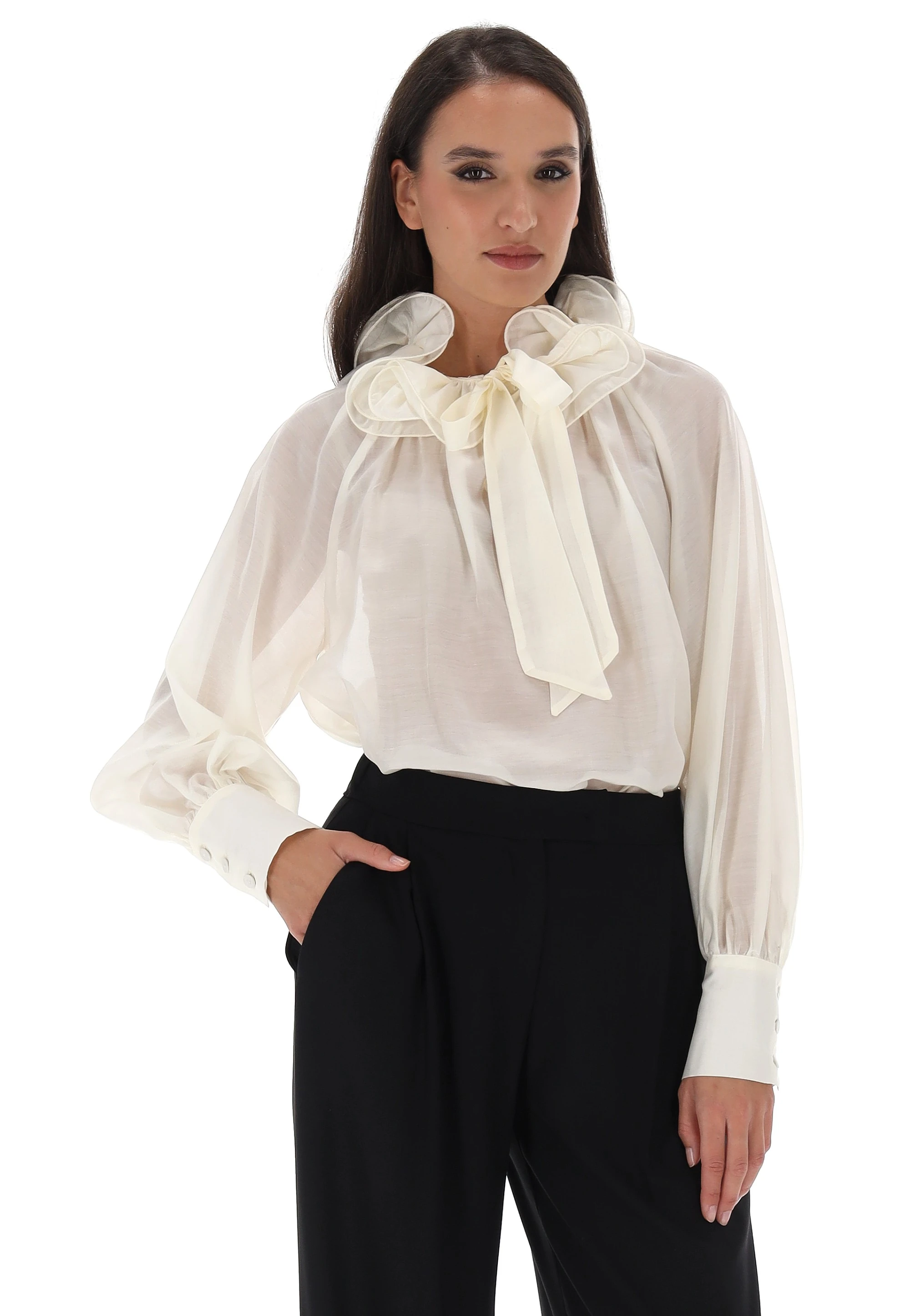 Blusa in tencel con rouches èks donna